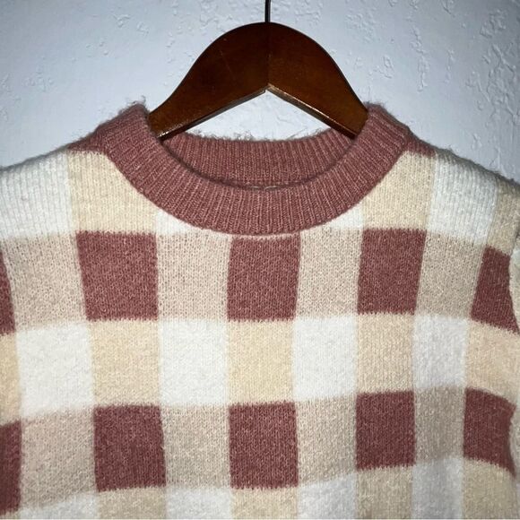 Kid's Sadie & Sage Mauve & Cream Gingham Print Sweater - Picture 4 of 8